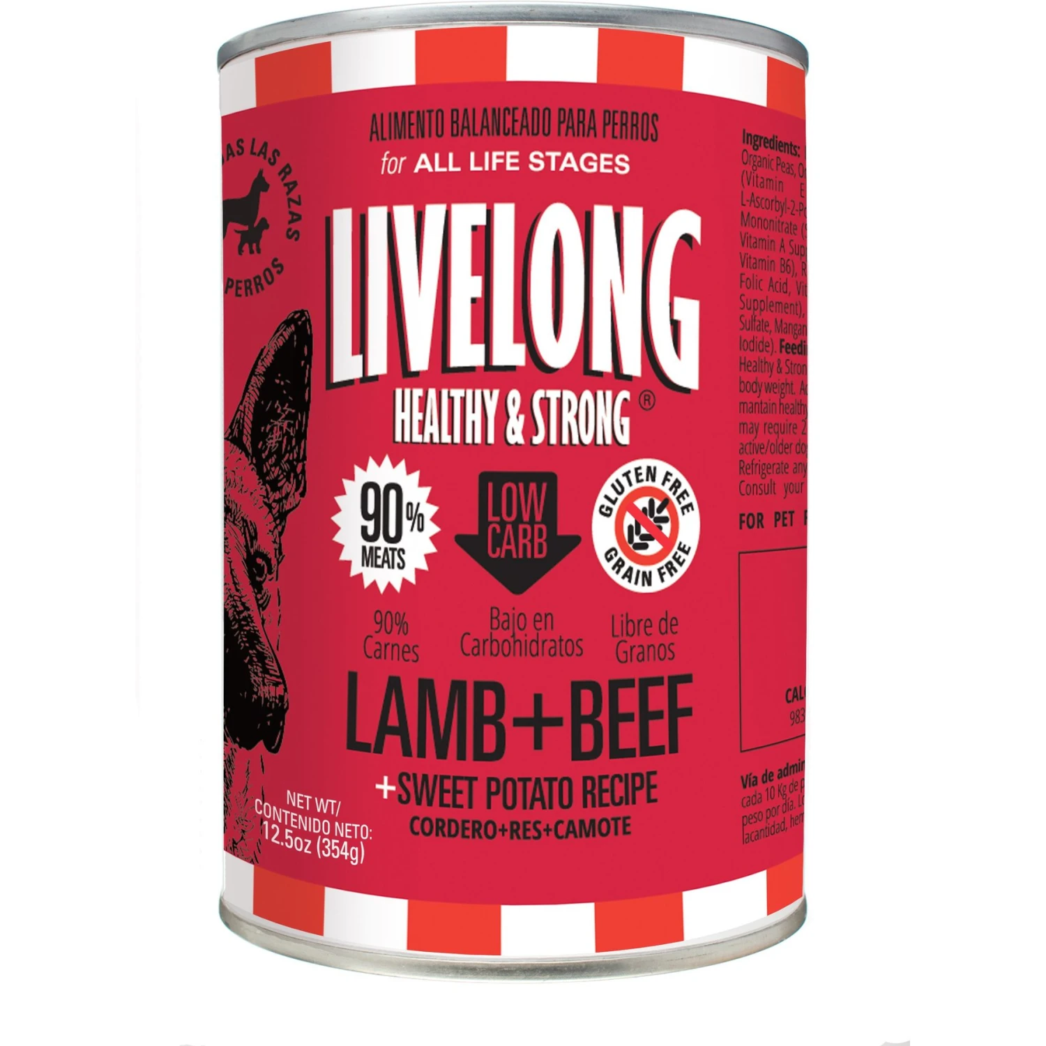 Livelong Healthy & Strong Lamb, Beef & Sweet Potato Recipe Wet Dog Food, 12.5-oz Can, Case Of 12 3 Livelong Healthy & Strong Lamb, Beef & Sweet Potato Recipe Wet Dog Food, 12.5-oz Can, Case Of 12