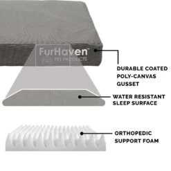 FurHaven Deluxe Oxford Orthopedic Indoor/Outdoor Dog & Cat Bed With Removable Cover -Cozy Paws 238773 PT5. AC SS1800 V1606344425