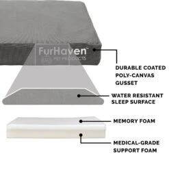 FurHaven Deluxe Oxford Memory Foam Indoor/Outdoor Dog & Cat Bed With Removable Cover -Cozy Paws 238798 PT5. AC SS1800 V1606375613