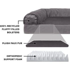 FurHaven Plush Deluxe Chaise Orthopedic Cat & Dog Bed With Removable Cover -Cozy Paws 242784 PT4. AC SS1800 V1703799948