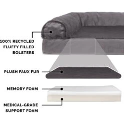 FurHaven Plush Deluxe Chaise Memory Top Cat & Dog Bed With Removable Cover -Cozy Paws 242789 PT4. AC SS1800 V1703800309