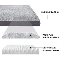 FurHaven Faux Fur & Suede Deluxe Orthopedic Dog & Cat Mattress -Cozy Paws 244344 PT5. AC SS1800 V1602287171