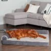FurHaven Wave Fur & Velvet Cooling Gel Deluxe Chaise Dog & Cat Bed