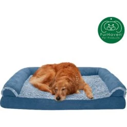 FurHaven Faux Fur & Suede Cooling Gel Sofa Dog & Cat Bed -Cozy Paws 244475 PT3. AC SS1800 V1606782730