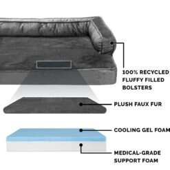 FurHaven Plush & Velvet Cooling Gel Comfy Couch Dog & Cat Bed -Cozy Paws 244481 PT5. AC SS1800 V1602338787