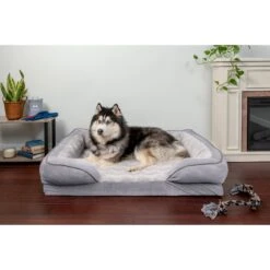 FurHaven Velvet Waves Perfect Comfort Memory Foam Bolster Cat & Dog Bed With Removable Cover