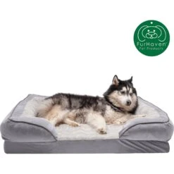 FurHaven Velvet Waves Perfect Comfort Memory Foam Bolster Cat & Dog Bed With Removable Cover -Cozy Paws 244642 PT3. AC SS1800 V1602828973