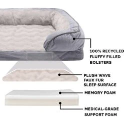 FurHaven Velvet Waves Perfect Comfort Memory Foam Bolster Cat & Dog Bed With Removable Cover -Cozy Paws 244642 PT5. AC SS1800 V1602830775