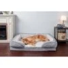 FurHaven Velvet Waves Perfect Comfort Cooling Gel Bolster Cat & Dog Bed With Removable Cover -Cozy Paws 244658 MAIN. AC SS1800 V1602796880