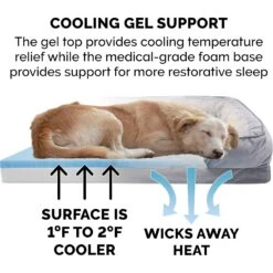 FurHaven Velvet Waves Perfect Comfort Cooling Gel Bolster Cat & Dog Bed With Removable Cover -Cozy Paws 244658 PT6. AC SS1800 V1602847890