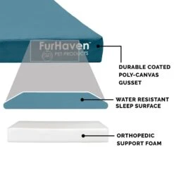FurHaven Deluxe Oxford Full Support Dog & Cat Bed With Removable Cover -Cozy Paws 251890 PT5. AC SS1800 V1602841574