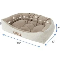 Frisco Rectangular Personalized Bolster Dog Bed W/Removable Cover, Beige, Medium -Cozy Paws 252613 PT2. AC SS1800 V1605142360
