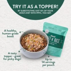 Portland Pet Food Company Rosie's Beef N' Rice Homestyle Wet Dog Food Topper, 9-oz Pouch, Case Of 4 -Cozy Paws 252873 PT3. AC SS1800 V1692993973