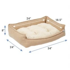 Frisco Faux Felt Flange Edge Bolster Cat & Dog Bed -Cozy Paws 255166 PT1. AC SS1800 V1616592773