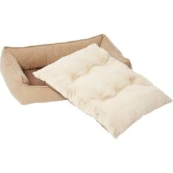 Frisco Faux Felt Flange Edge Bolster Cat & Dog Bed -Cozy Paws 255166 PT2. AC SS1800 V1616011910