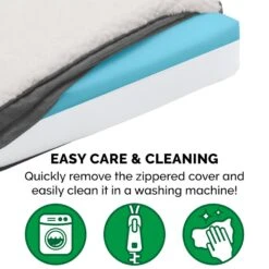 FurHaven Faux Sheepskin & Suede Cooling Gel Cat & Dog Bed With Removable Cover -Cozy Paws 261665 PT7. AC SS1800 V1605659852