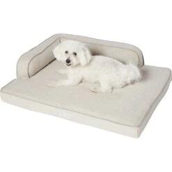 Frisco Faux Linen Corner Personalized Bolster Dog Bed W/Removable Cover -Cozy Paws 262158 PT2. AC SS1800 V1615568495