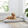 Frisco Faux Linen Corner Personalized Bolster Dog Bed W/Removable Cover, Harbour Blue, L -Cozy Paws 262160 MAIN. AC SS1800 V1615828333