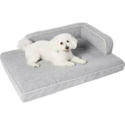 Frisco Faux Linen Corner Personalized Bolster Dog Bed W/Removable Cover, Harbour Blue, L -Cozy Paws 262160 PT2. AC SS1800 V1615568489