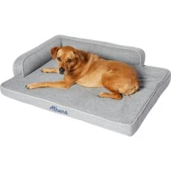 Frisco Faux Linen Corner Personalized Bolster Dog Bed W/Removable Cover, Harbour Blue, XL -Cozy Paws 262161 PT2. AC SS1800 V1615568485