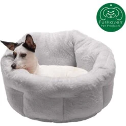 FurHaven Luxury Faux Fur Self-Warming Hi-Lo Donut Cat & Dog Bed -Cozy Paws 262932 PT3. AC SS1800 V1606783042