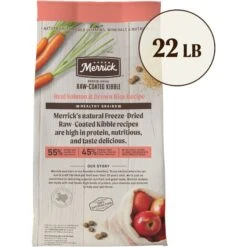 Merrick Healthy Grains Raw-Coated Kibble Real Salmon + Brown Rice Recipe Freeze-Dried Dry Dog Food -Cozy Paws 265204 PT2. AC SS1800 V1673561272