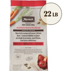 Merrick Healthy Grains Raw-Coated Kibble Real Beef + Brown Rice Recipe Freeze-Dried Dry Dog Food -Cozy Paws 265212 PT2. AC SS1800 V1673561129