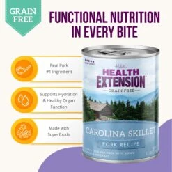 Health Extension Carolina Skillet Pork Recipe Grain-Free Wet Dog Food, 12.5-oz Can, Case Of 12 -Cozy Paws 265831 PT4. AC SS1800 V1695736790
