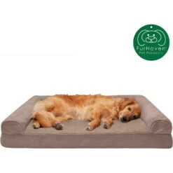 FurHaven Plush & Suede Cooling Gel Bolster Dog Bed With Removable Cover -Cozy Paws 266006 PT3. AC SS1800 V1619657858