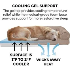 FurHaven Plush & Suede Cooling Gel Bolster Dog Bed With Removable Cover -Cozy Paws 266006 PT6. AC SS1800 V1619656339