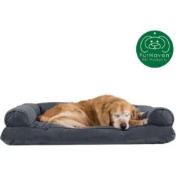 FurHaven Quilted Bolster Cat & Dog Bed With Removable Cover -Cozy Paws 266011 PT3. AC SS1800 V1615855046
