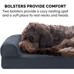 FurHaven Quilted Bolster Cat & Dog Bed With Removable Cover -Cozy Paws 266011 PT6. AC SS1800 V1615848423