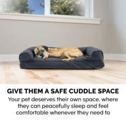 FurHaven Quilted Bolster Cat & Dog Bed With Removable Cover -Cozy Paws 266011 PT7. AC SS1800 V1615858008