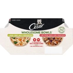 Cesar Wholesome Bowls Chicken, Carrots, Barley, Green Beans & Beef, Chicken, Carrots, Potatoes Variety Pack Small Breed Adult Wet Dog Food -Cozy Paws 269181 PT1. AC SS1800 V1695650731