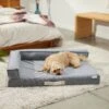 Frisco Chambray Orthopedic Corner Sofa Bolster Dog Bed W/Removable Cover -Cozy Paws 270911 MAIN. AC SS1800 V1626881792