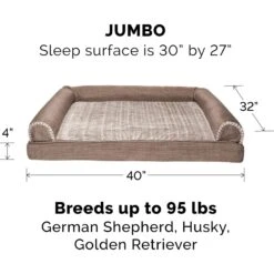 FurHaven Luxe Fur & Performance Linen Memory Top Sofa Cat & Dog Bed With Removable Cover -Cozy Paws 271757 PT4. AC SS1800 V1690220664