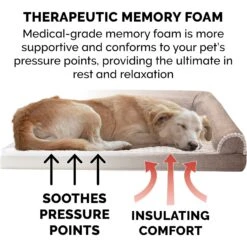 FurHaven Luxe Fur & Performance Linen Memory Top Sofa Cat & Dog Bed With Removable Cover -Cozy Paws 271757 PT6. AC SS1800 V1612486982