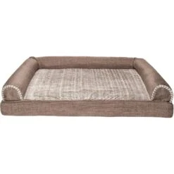 FurHaven Luxe Fur & Performance Linen Cooling Gel Top Sofa Cat & Dog Bed With Removable Cover -Cozy Paws 271766 PT2. AC SS1800 V1612478851