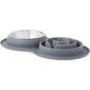 Frisco Silicone Stainless Steel Double Diner Slow Feeder Dog & Cat Bowl, Grey, 3 Cup -Cozy Paws 277549 MAIN. AC SS1800 V1627933934