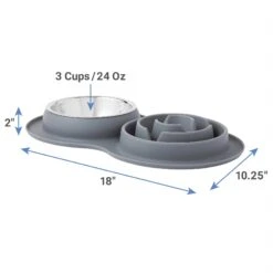 Frisco Silicone Stainless Steel Double Diner Slow Feeder Dog & Cat Bowl, Grey, 3 Cup -Cozy Paws 277549 PT1. AC SS1800 V1628861555