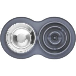 Frisco Silicone Stainless Steel Double Diner Slow Feeder Dog & Cat Bowl, Grey, 3 Cup -Cozy Paws 277549 PT4. AC SS1800 V1627935299