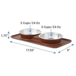 Frisco Silicone Stainless Steel Double Diner Dog & Cat Bowl, Brown -Cozy Paws 277551 PT1. AC SS1800 V1628862093