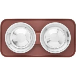 Frisco Silicone Stainless Steel Double Diner Dog & Cat Bowl, Brown -Cozy Paws 277551 PT4. AC SS1800 V1627935079