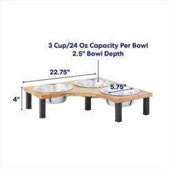 Frisco Multi Pet Feeding Corner Wood 3-Bowls Stainless Steel Dog & Cat Bowl -Cozy Paws 277573 PT1. AC SS1800 V1692728306