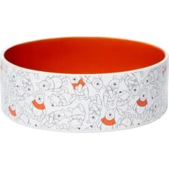 Disney Winnie The Pooh Orange No-Skid Ceramic Dog & Cat Bowl
