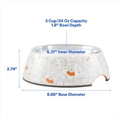 Disney Winnie The Pooh Non-Skid Stainless Steel With Melamine Stand Dog & Cat Bowl, Orange -Cozy Paws 280633 PT1. AC SS1800 V1692728188