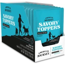 American Journey Savory Toppers Salmon Recipe In Gravy Grain-Free Dog Food Topper, 3-oz Pouches, Case Of 24 -Cozy Paws 286957 PT2. AC SS1800 V1628536035