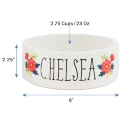 Frisco Flower Ceramic Personalized Dog Bowl -Cozy Paws 286985 PT1. AC SS1800 V1642024535