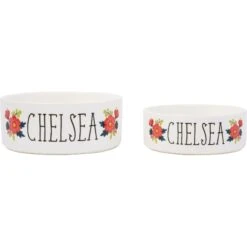 Frisco Flower Ceramic Personalized Dog Bowl -Cozy Paws 286985 PT5. AC SS1800 V1625860262