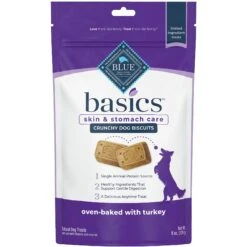 Blue Buffalo Basics Skin & Stomach Care Grain-Free Formula Turkey & Potato Recipe Adult Dry Dog Food & Blue Buffalo Basics Skin & Stomach Care Biscuits Turkey & Potato Dog Treats -Cozy Paws 292686 PT4. AC SS1800 V1646348263